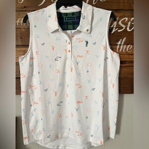 William Murray Womens Medium Titos Vodka Texas Sleeveless Golf Polo Shirt large